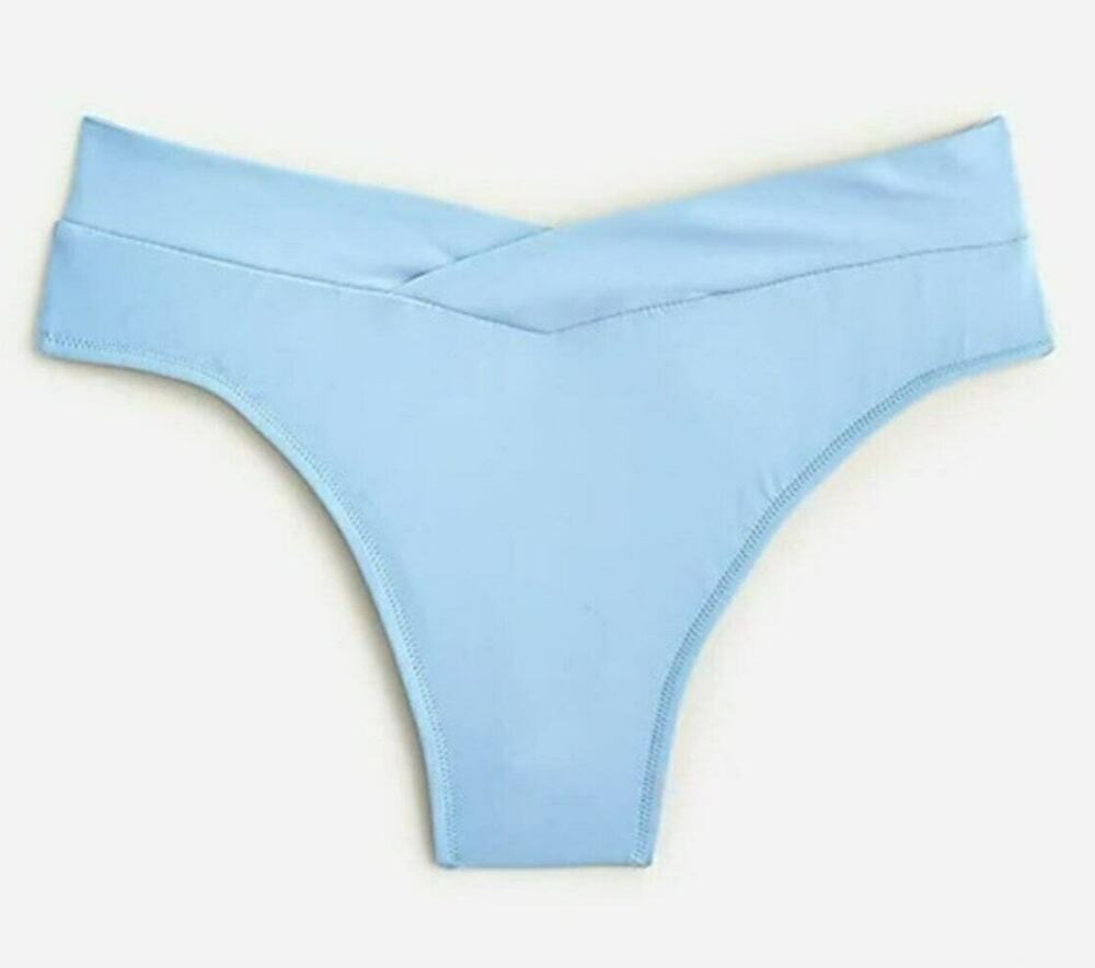 J.Crew Cross Front Cheeky Bikini Bottom Coastal Beach Resort Blue Small NWT